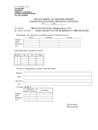 Exista o sumedenie de modele de procese verbale. Proces Verbal De Predare Amplasament Dulgheri Zidari