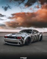 Dodge Challenger Srt Hellcat Wearing Liberty Walk Body Kit Caridmusclecars In 2020 Dodge Challenger Srt Hellcat Dodge Dodge Challenger
