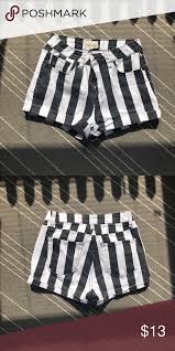 Black And White Striped Shorts High Waist Black And White Striped Shorts Black And White Shorts Striped Shorts Necklines For Dresses