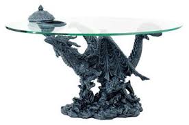 Curious Flying Dragon Small Glass Top Table Artwork Glass Top Table Dragon Decor Dragon Table