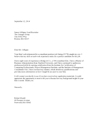 This is the standard cover letter used alongside a resume during a job application. Consulting High Experience Cover Letter Samples Templates Vault Com