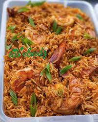Jollof Rice With Jumbo Prawns Homedeliveryservice Freshlyprepared Preorders Jollofrice Prawn Vegetarian Jambalaya Vegetarian Casserole Jambalaya Recipe