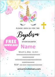 54+ great baptism invitation wordings ideas in christianity, baptism is mainly a ceremony or a christian rite in which a person becomes a permanent member of the christian church. Free Printable Unicorn Baptism Invitations Template