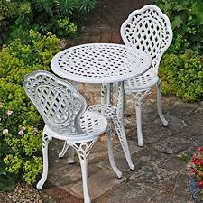 White Ivy Bistro Set Amazon Co Uk Kitchen Home Garden Furniture Aluminium Garden Furniture Cast Iron Garden Furniture