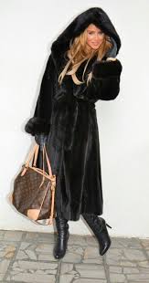 Long Hooded Black Mink Fur Coat Scanblack Blackglama Mink Furonline Furfashion Fur Coats Women Fur Fashion Fashion