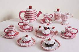 Cupcake Tea Set Pattern By Susan B Anderson Tea Cosy Crochet Crochet Tea Cup Crochet Dolls