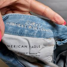 American Eagle Hi Rise Jeggings 20 R Curvy Jeans 360 Stretch Rip Raw Hem  Destroy - Organic Olivia