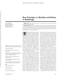 Pdf Key Principles In Quality And Safety In Radiology