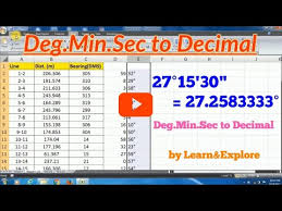 Since each minute is equal to. Convert Degree Minute Second To Decimal In Excel Dms To D Ddd Youtube