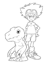 Taichi And Agumon Coloring Page Cute Coloring Pages Coloring Pages Digimon