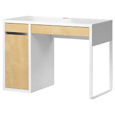 Micke Bureau Blanc Motif Bouleau Ikea Spaanplaat Ikea Lades