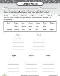 Sensory Words Worksheet Education Com Sensory Words Sensory Language Language Worksheets