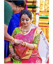 Sreemantham Indian Baby Shower Ceremony Traditional Way Pattu Saree Bridal Blouse Designs Bridal Saree Indian Baby Showers