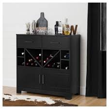 Vietti Bar Cabinet With Bottle Storage And Drawers Black Oak South Shore Bar Cabinet Wine Cabinets Bottle Storage