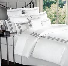 Amazon Com Tahari Home 3 Piece Full Queen Duvet Cover Set Solid White With Gray Trim Tahari Bedding Tahari Home Duvet Cover Sets