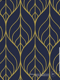 Pin By Jackie Nelson On Dollhouses Navy Wallpaper Art Deco Wallpaper Leaf Wallpaper
