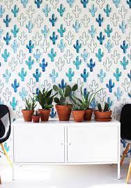 The Plains A Bold Blue Cactus Wallpaper Print Milton King Interior Wallpaper Plain Wallpaper Desert Decor