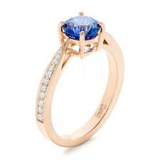 Custom Rose Gold Blue Sapphire And Diamond Engagement Ring Joseph Custom Diamond Engagement Rings Black Diamond Engagement Ring Halo Diamond Engagement Rings
