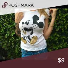 Black And Gold Design Shirt T Shirt Black Gold And White Mickey Mouse T Shirt Tops Tees Short Sleeve Mickey Mouse T Shirt Clothes Design Black Shirt