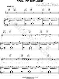 Bruce Springsteen Because The Night Sheet Music In A Minor Transposable Download Print Sheet Music Music Download Bruce Springsteen
