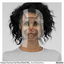 Funny Cartoon Cat Face Shield Mask Zazzle Com Face Shield Masks Face Shield Cat Face