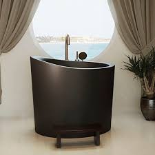 Das sind wannen für bäder, in die eine badewanne mit dem standardmaß 170 cm lang x 75 cm breit nicht hineinpasst. Runde Badewanne True Ofuro Mini Black Aquatica Plumbing Group Freistehend Tief Mineralwerkstoff