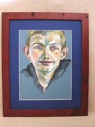 Vintage Male Portrait Drawing Mid-Century Framed Original Wall Art