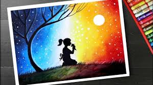 Pretty Girl With Flower Easy Scenery Drawing For Beginners With Oil Pastel Step By Step Youtube Hi friends,🙂in this video tutorial i will show you how you can draw a very easy and very beautiful.