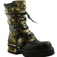 Black And Gold Boots Mens New Rock Boots Steampunk Black And Gold Boots 373 New Rock Boots Goth Boots Steampunk Boots Mens