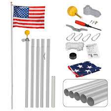Check spelling or type a new query. Zeny 16ft Sectional Flagpole Kit Outdoor Halyard Pole W 1 Us American 3 X5 Flag In Ground Pole And Hardware Walmart Com Walmart Com