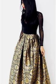 Black And Gold Lehenga Skirt Black Brocade Maxi Skirt Indian Fashion Fashion Indian Designer Wear