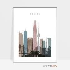 Seoul Art Print Artprintsvicky Prints Posters Wallart Walldecor Homedecor Homeideas Livingroom Roomideas A Seoul Skyline Posters Art Prints City Art