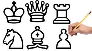 How To Draw Chess Pieces (Pawn, Bishop, Rook, King, Queen, Knight) - Youtube