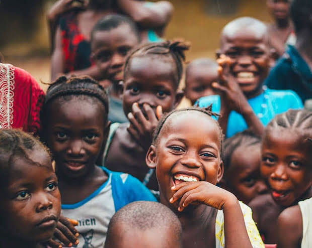 Volunteer with children