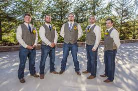 Groom Groomsmen Attire Wrangler Jeans Tweed Vest Tuxedos Of Lodi Boots Navy Blue T Rustic Groomsmen Attire Country Groomsmen Attire Fall Groomsmen Attire Head on over to the foxy folksy blog to check out the full tutorial. pinterest