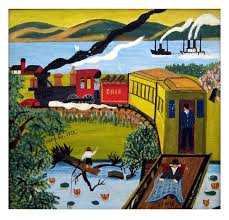 Early Painting By Nova Scotia Folk Artist Maud Lewis Depicting The Erie Train May 14 1851 Visit Our Maud Lewis Gallery At Www Bla Maud Lewis Canadian Art Art
