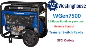 The westinghouse wgen9500df dual fuel portable generator produces up to 12,500 peak watts and 9,500 running watts. Westinghouse Wgen7500 Review Westinghouse Portable Generator Portable Generators