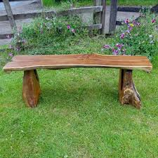The bench top (the seat) and legs are made from 1 x 12 poplar. Teak Root Backless Garden Bench 140cm 2 Seater Rustic H45cm Bakulan