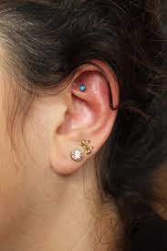 Faux Rook Piercing With Turquoise Gem Faux Rook Piercing Rook Piercing Ear Piercings