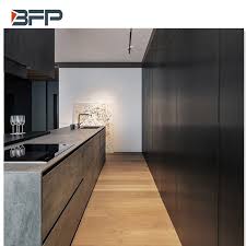 Take black kitchen cabinets for example. China Plywood Dark Color Flat Panel Laminate Kitchen Cabinets For Apartment China Furniture Wood Cabinets