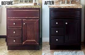 You can see the oak grain through it pretty much the same as paint but not the same as stain. How To Use Gel Stain Update Cabinets Without Sanding Anika S Diy Life