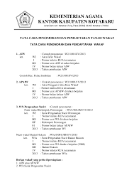 For more information and source, see on this link : Pdf Tata Cara Penomoran Dan Pendaftaran Tanah Wakaf Kua Kalidawir Academia Edu