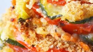 Zucchini Tomato Casserole with Bread Crumb Topping