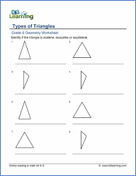 Maybe you would like to learn more about one of these? Grade 6 Geometry Worksheets Classifying Triangles K5 Learning