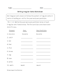 Verbs Worksheets Irregular Verbs Worksheets