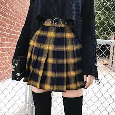 Black And Yellow Pleated Skirt Miss Morgue Black And Yellow Plaid Skirt Aesthetic Clothes Fashion Skirt Fashion