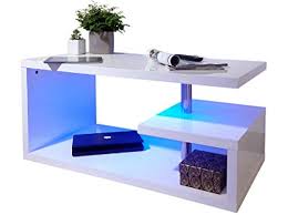 Whole pallet coffee table has been painted in white and the glass paneled accent inlay just bring the overall uniqueness to design! Polar White High Gloss Furniture With Led Lights Coffee Table Multi Level Design Buy Online In Kuwait At Desertcart