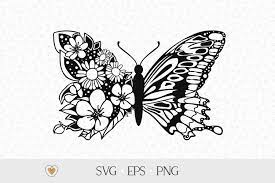 Download Butterfly Svg Floral Butterfly Svg Butterfly With Flowers 1241504 Cut Files Design Bundles