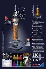 The front side has the exterior illustrations that make up the object, while the reverse has numbers. Ravensburger Big Ben Night Edition 216pc 3d Jigsaw Puzzle Night Edition 3d Puzzle Products Uk Ravensburger Big Ben Night Edition 216pc 3d Jigsaw Puzzle