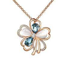 18k Rose Gold Plated Blue Cubic Zirconia Crystal Flower O Https Www Amazon Com Dp B01n9 Fashion Jewelry Crystal Necklace Pendant Sterling Silver Necklaces